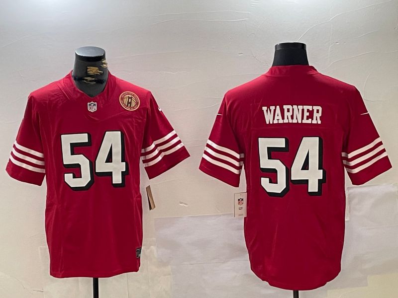 Men San Francisco 49ers #54 Warner Red Three generations 2024 Nike Vapor Limited NFL Jersey style 7